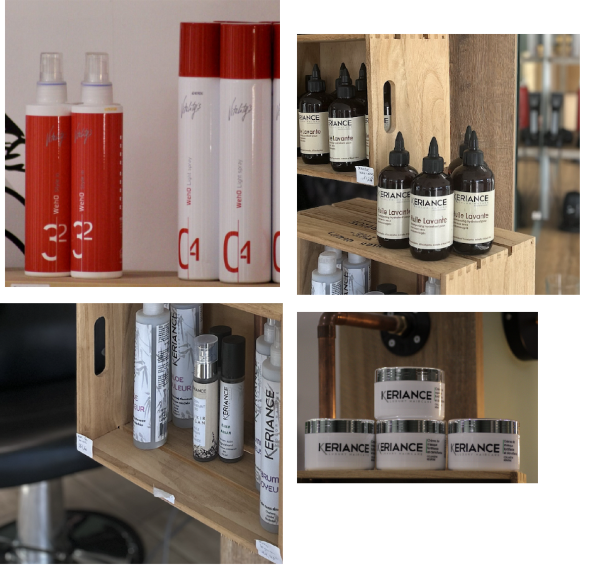 Produits utilisés au salon Pause Coiffure